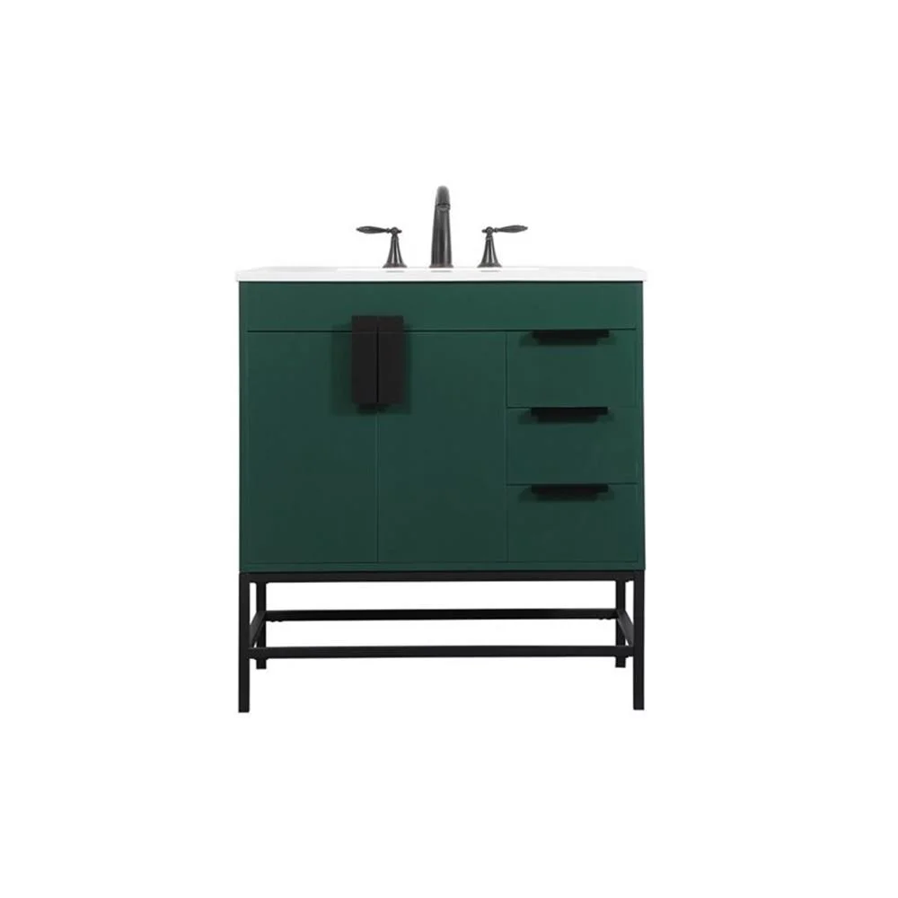 Elegant Kitchen and Bath 32 Inch Single Bathroom Vanity In Green