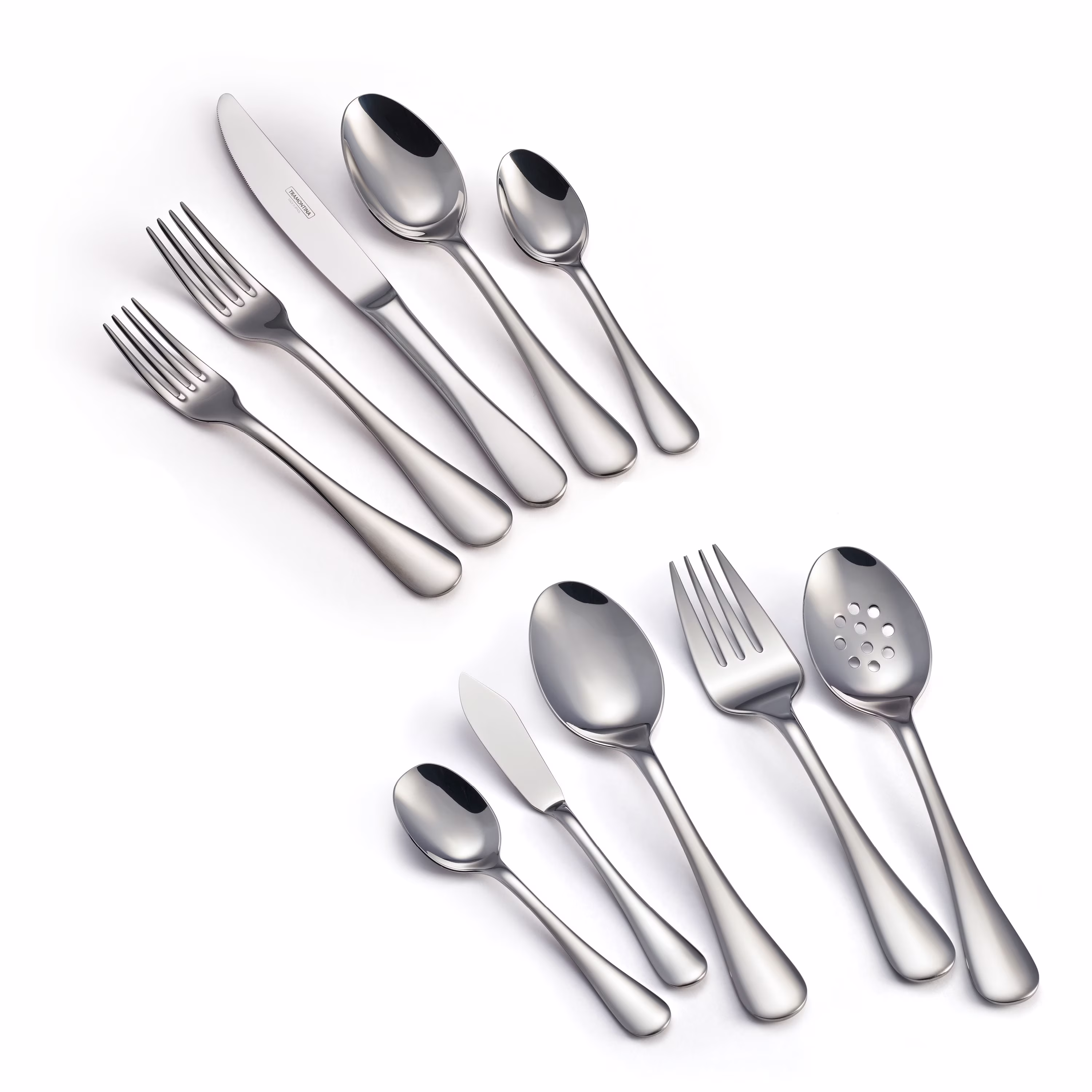 Tramontina Classic 45-Piece Stainless Steel Flatware Set -C Mirror-Polished, Knives, Forks, Spoons & Serving Utensils Silverware Set, Service for 8