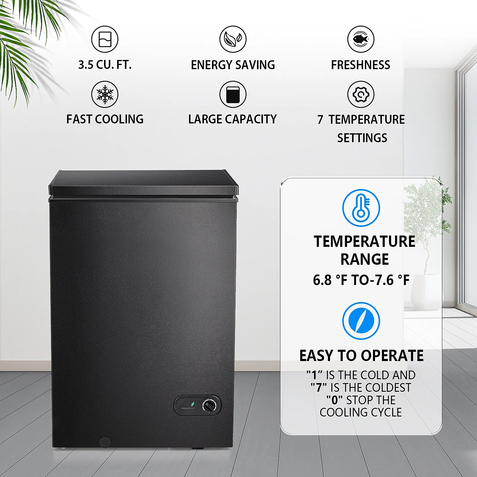 Moifoi 3.5 Cu.ft Chest Freezer w/ Removable Storage Basket & Top Open Door, Energy Saving, White