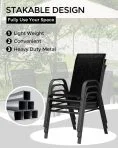 Ataucjin Stackable Dining Chairs Set of 4, High-Back Patio Dining Chairs Set, Outdoor Chairs with Textilene Fabric & Metal Frame for Lawn Backyard Deck Garden