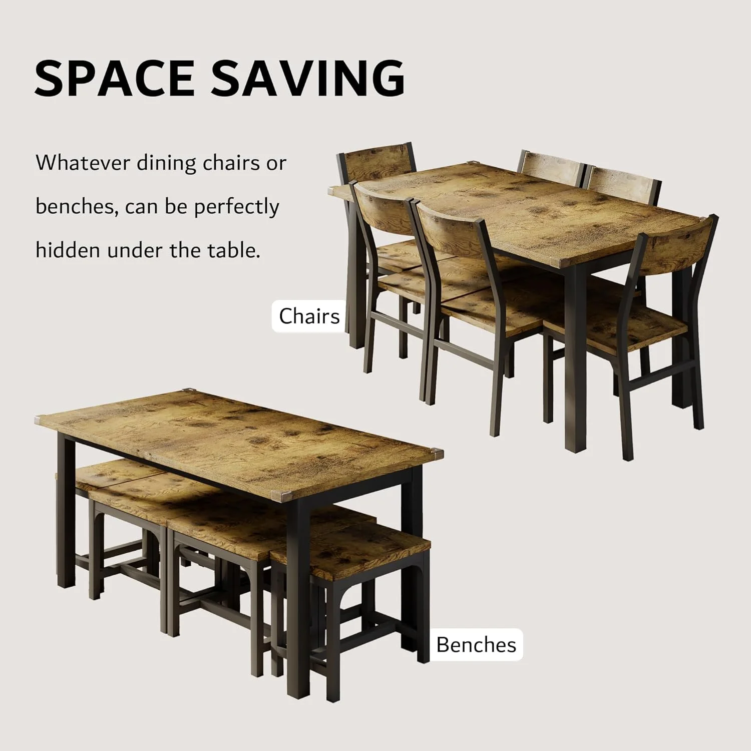 iPormis 63" Extendable Dining Table for 4-8, Square Wooden Dining Room Table with Metal Base, Modern Extendable Table for Small Kitchens, Dining Office Areas, Black
