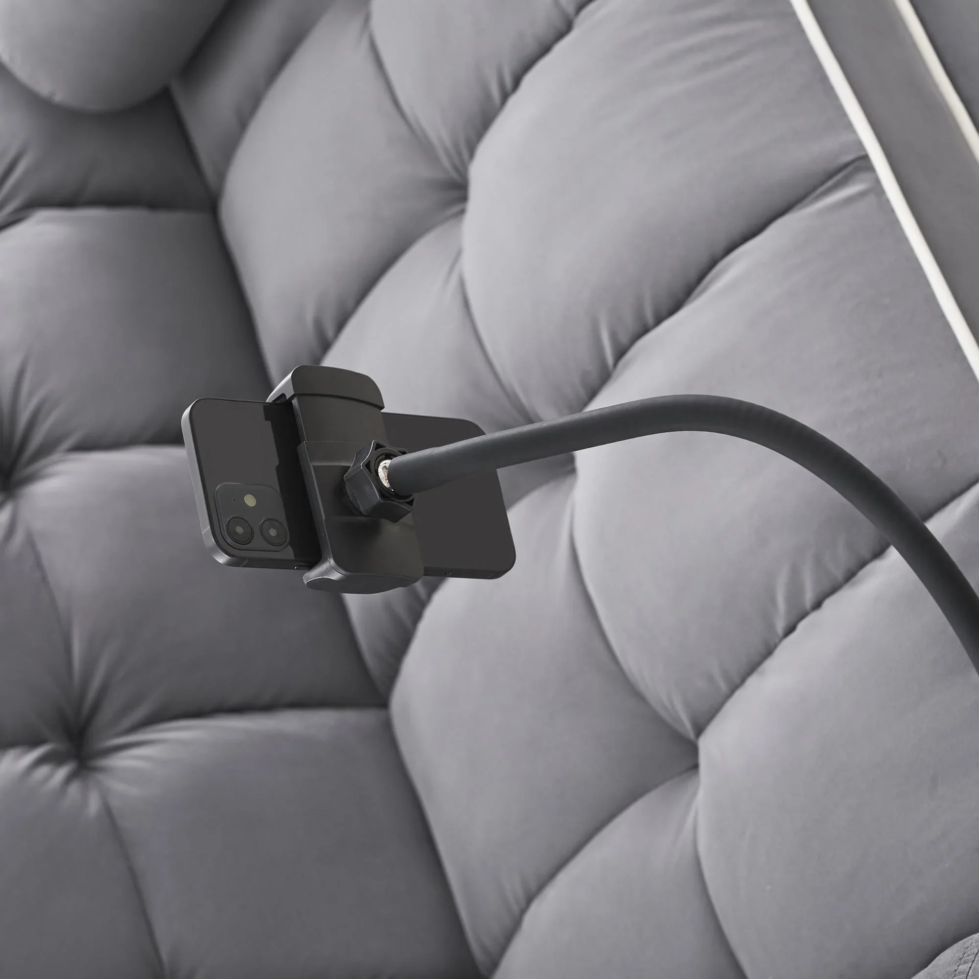3 in 1 Sleeper Sofa Couch Bed,Small Tufted Velvet Convertible Loveseat Futon Sofa w/Pullout Bed,Adjustable Backrest,Cylinder Pillows,Multi-Pockets,Phone Holder for Living Room Apartment,Grey,55.5"
