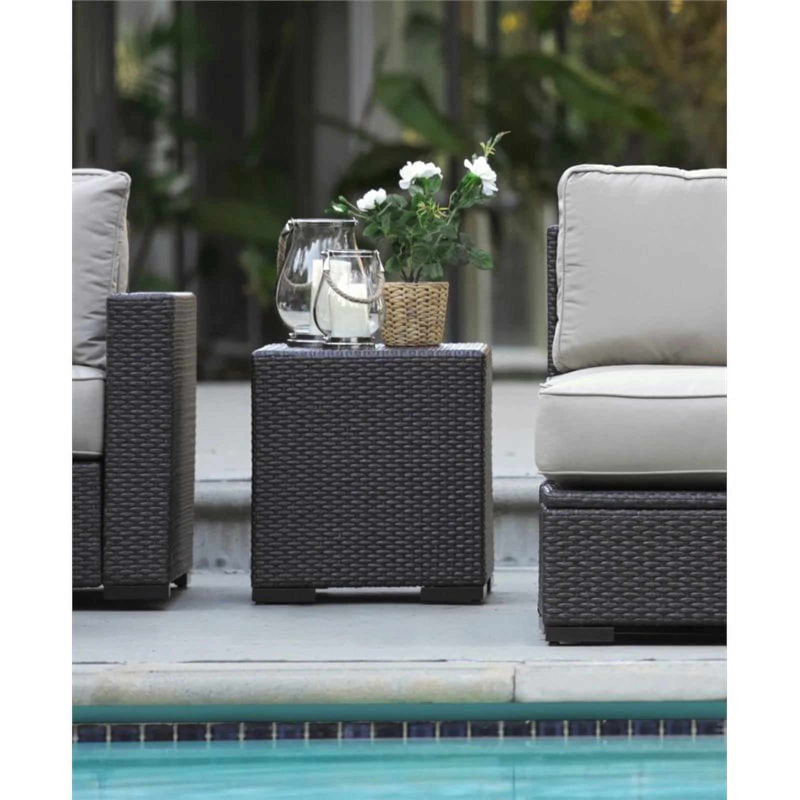 Serta Laguna Outdoor Storage Side Table - Brown Wicker