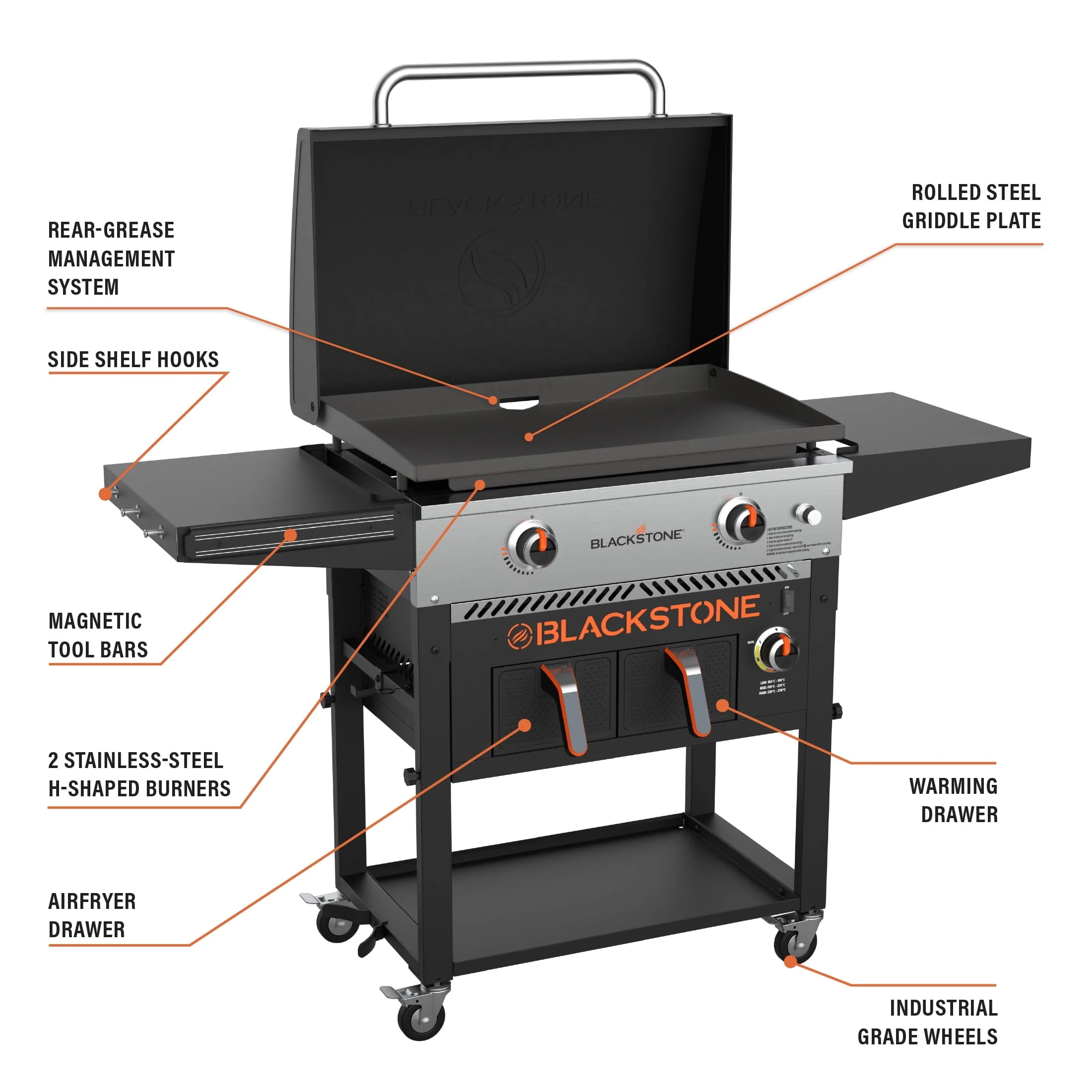 2-Burner 28" Griddle with Air Fryer Combo