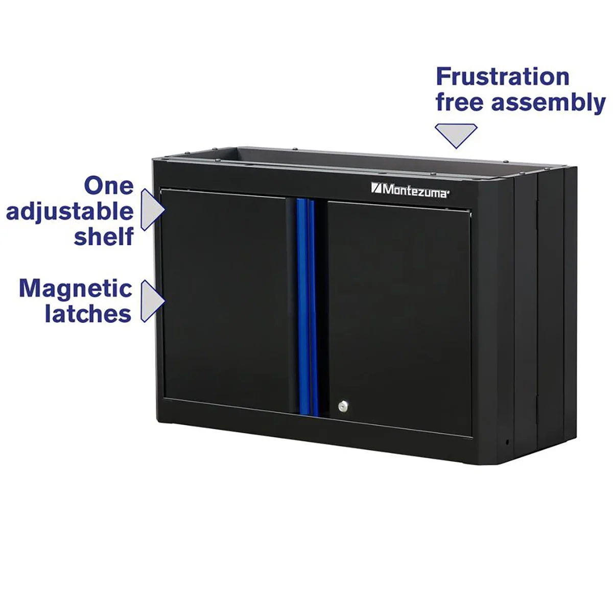 Montezuma Garage Tool Storage System 30.5 x 12" Locking 2 Door Wall Cabinet, Black Finish