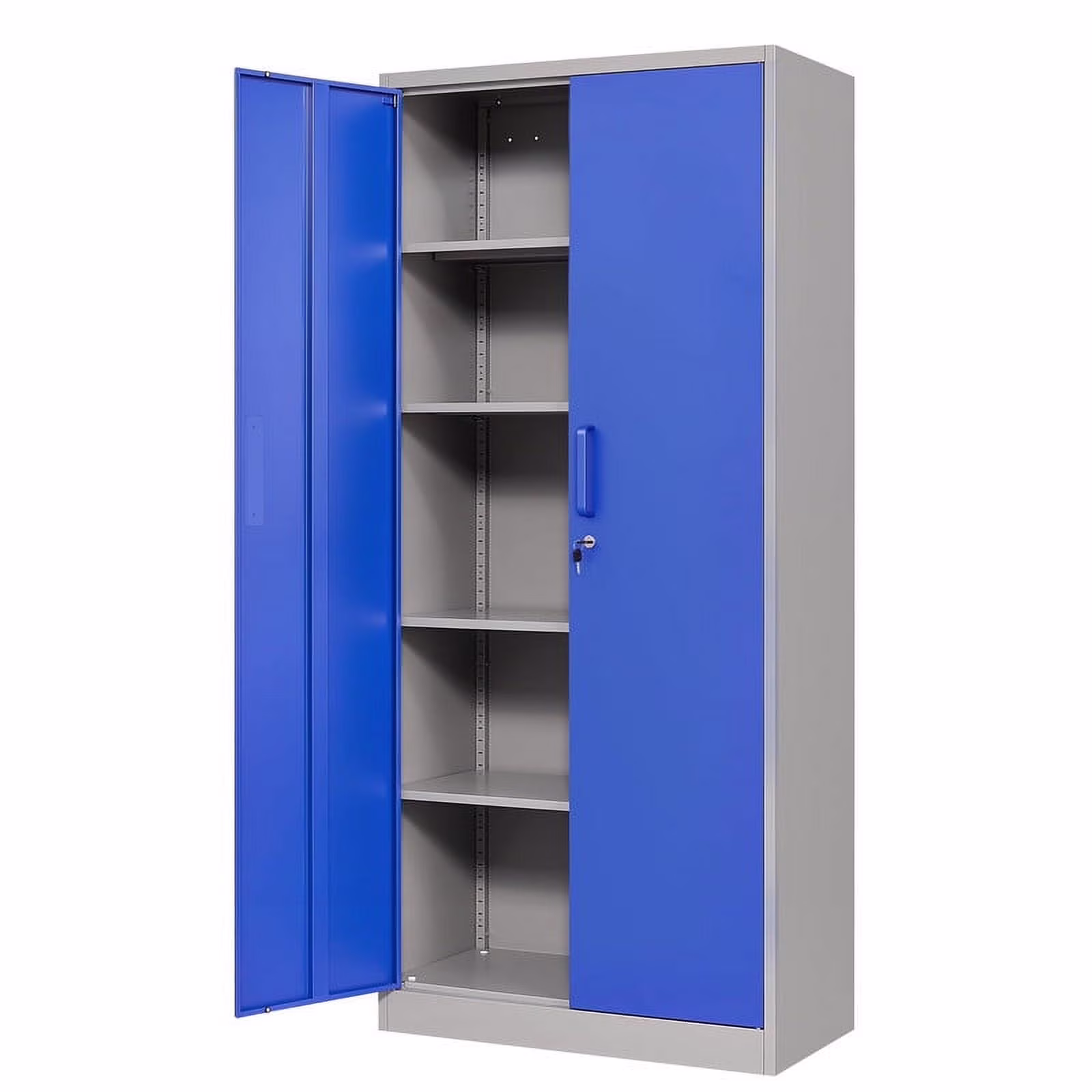 Fesbos Metal Garage Storage Cabinet with 2 Doors and 4 Adjustable Shelves - 71" Steel Lockable File Cabinet,Locking Tool Cabinet for Office,Home,Garage,Gym (Blue)