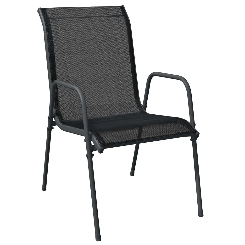 vidaXL Steel Outdoor Waterproof Patio Chairs, Black (Set of 2)
