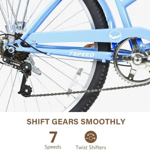 WEIZE Beach Cruiser Bike 26 inch Commuter Bicycle for Adult Men and Women 7-Speed/High-Carbon