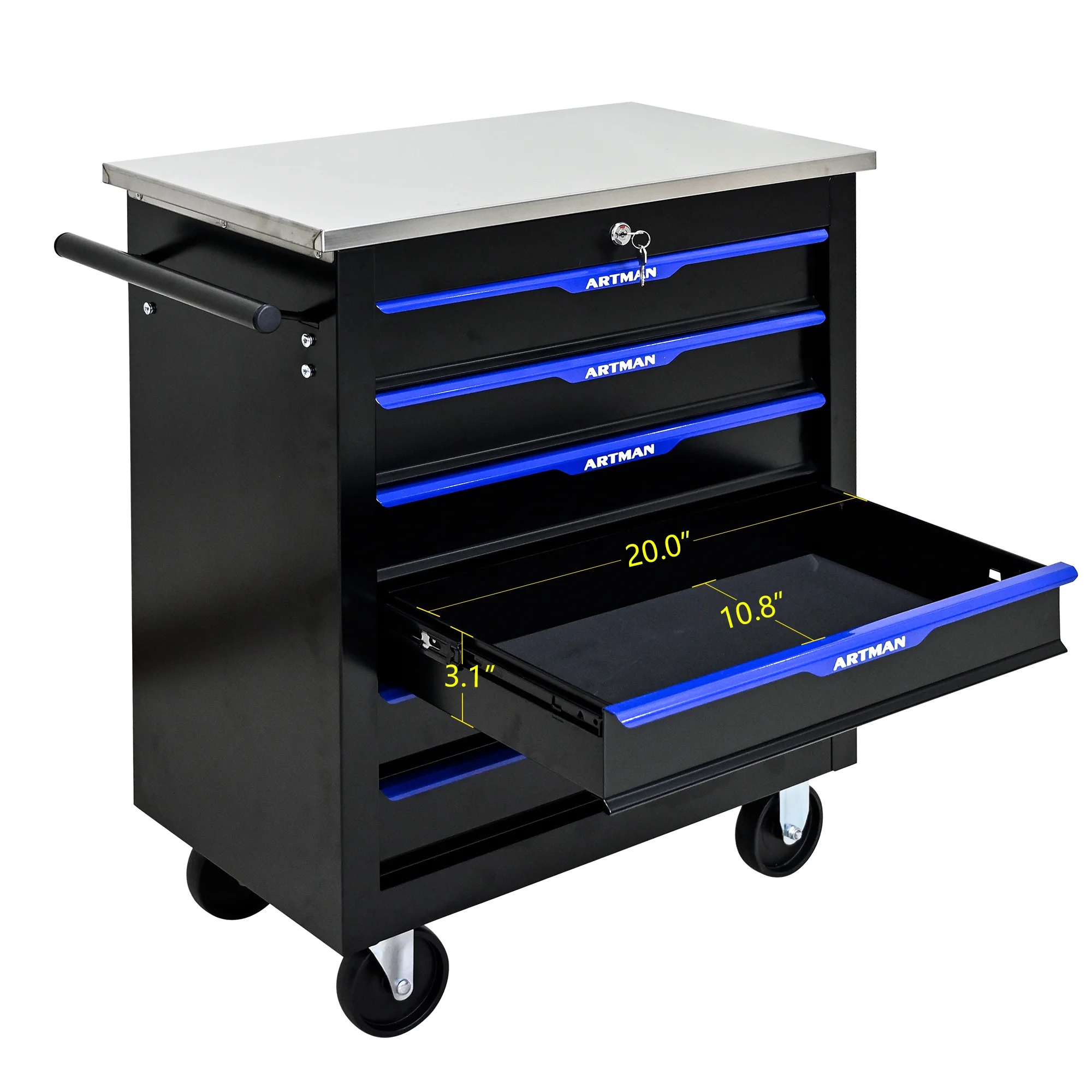 Aukfa Composable 25.9 in Tool Chest with 7 Drawers&7 Plastic Storage Box for Workshop Garage, Black