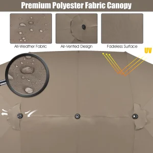 Costway 15ft Beige Patio Double-Sided Umbrella, Crank Lift
