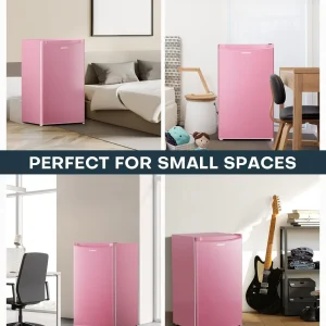 Upstreman 3.2 Cu.Ft Mini Fridge with Freezer, Single Door Mini Fridge, Dorm Fridge, Adjustable Thermostat, Mini Refrigerator for Bedroom, Office, Dorm, Black-BR321