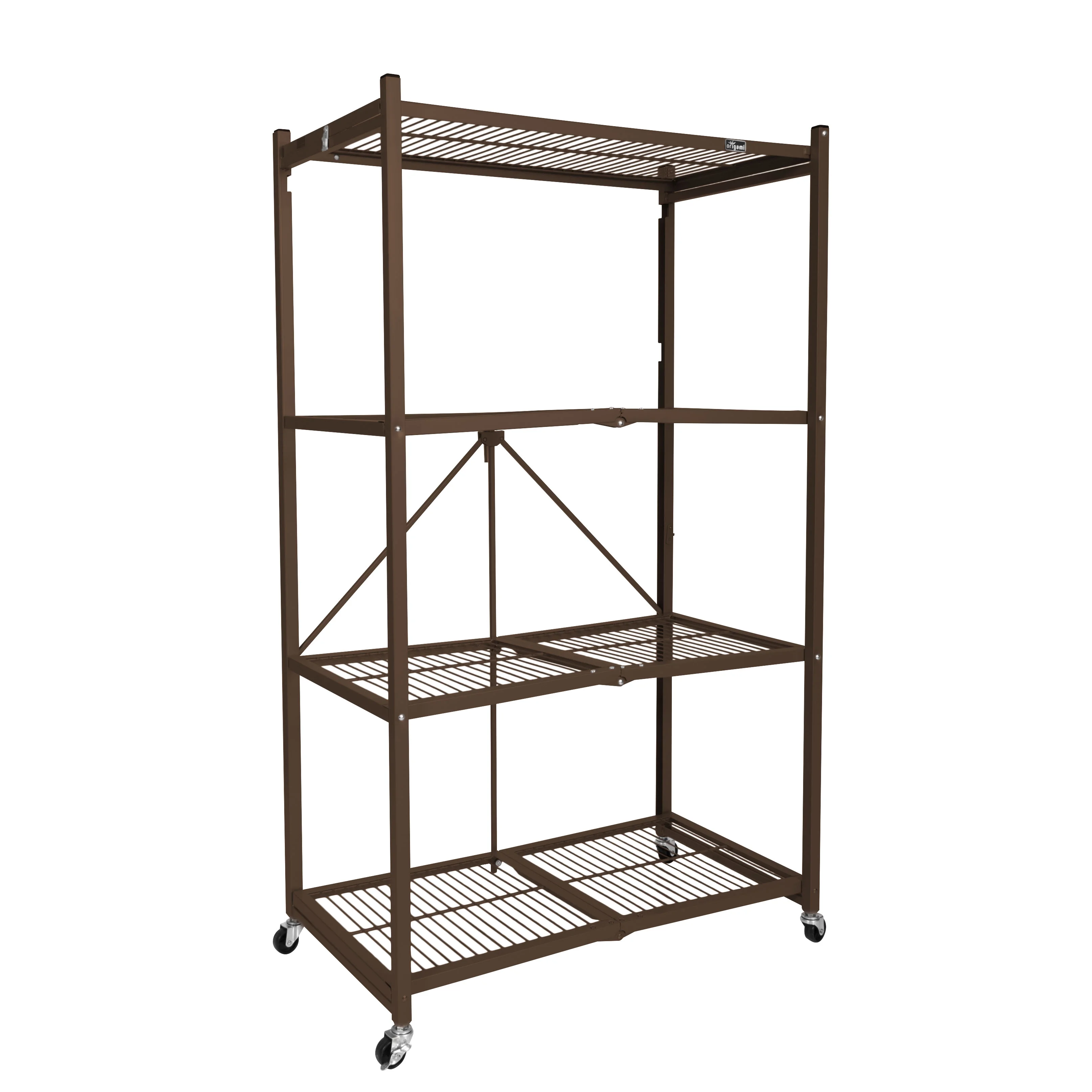 Origami 4 Tier Multipurpose Folding Storage Rack with Wheels, 3 Pack, Gray