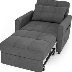 Sofa Bed Chair 3 in 1 Convertible Pullout Single Sleeper Chair Bed Spacious Multifunctional Sofa