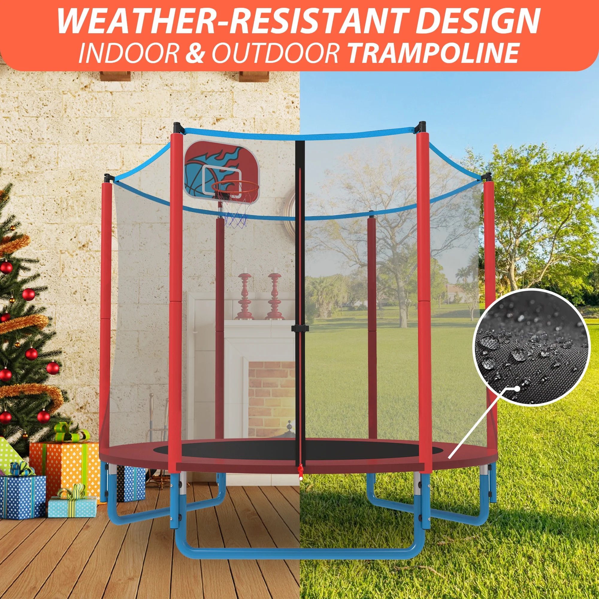 CITYLE Trampoline for Kids, No Gap Design 600LBS 66'' 5.5FT Toddler Trampoline Indoor Outdoor with Basketball Hoop, Mini Small Trampoline with Enclosure, Christmas Gifts for Toddlers, Boys & Girls