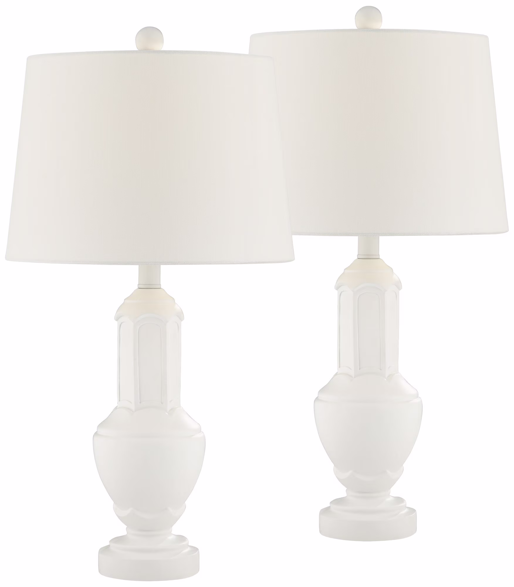 360 Lighting 25 1/4" High Vase Modern Table Lamps Set of 2 White Living Room Bedroom Bedside Nightstand House Office Home Reading