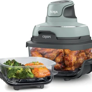 Ninja Crispi 4-in-1 Portable Glass Air Fryer Cooking System, 1500W, 4QT & 6-Cup TempWare Glass Containers with Storage Lids, Microwave, Freezer & Dishwasher Safe