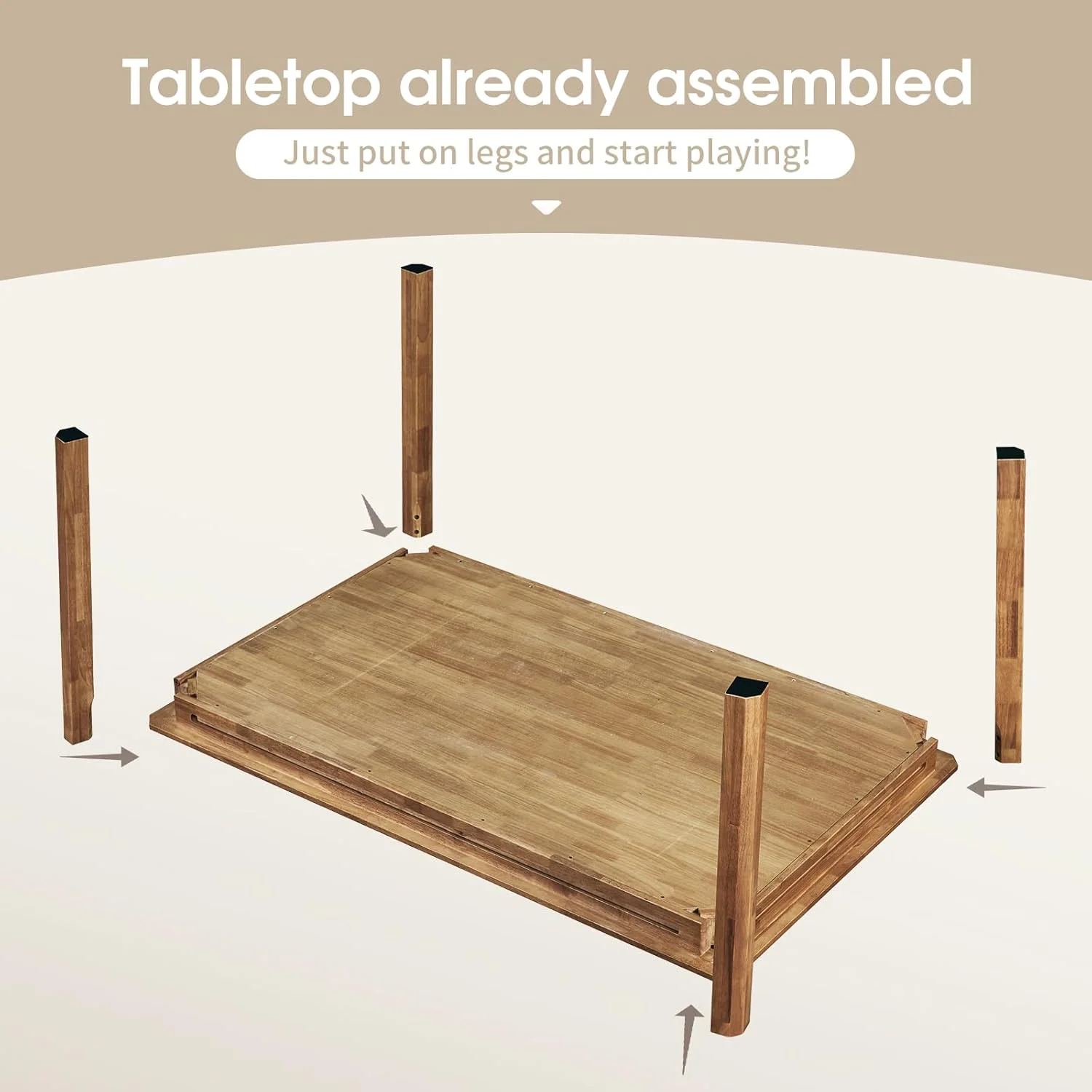 Board Game Table with Removable Top, Seats 4–6, 57"x33" Play Area