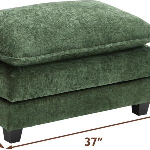 Ihanherry 146" U-Shaped Modern Sofa Modular Sectional Cloud Couch with 2 Ottoman, 6-Seat Chenille Deep Seat Sofa with 6 Pillows for Living Room, Bedroom and Apartment, Grey