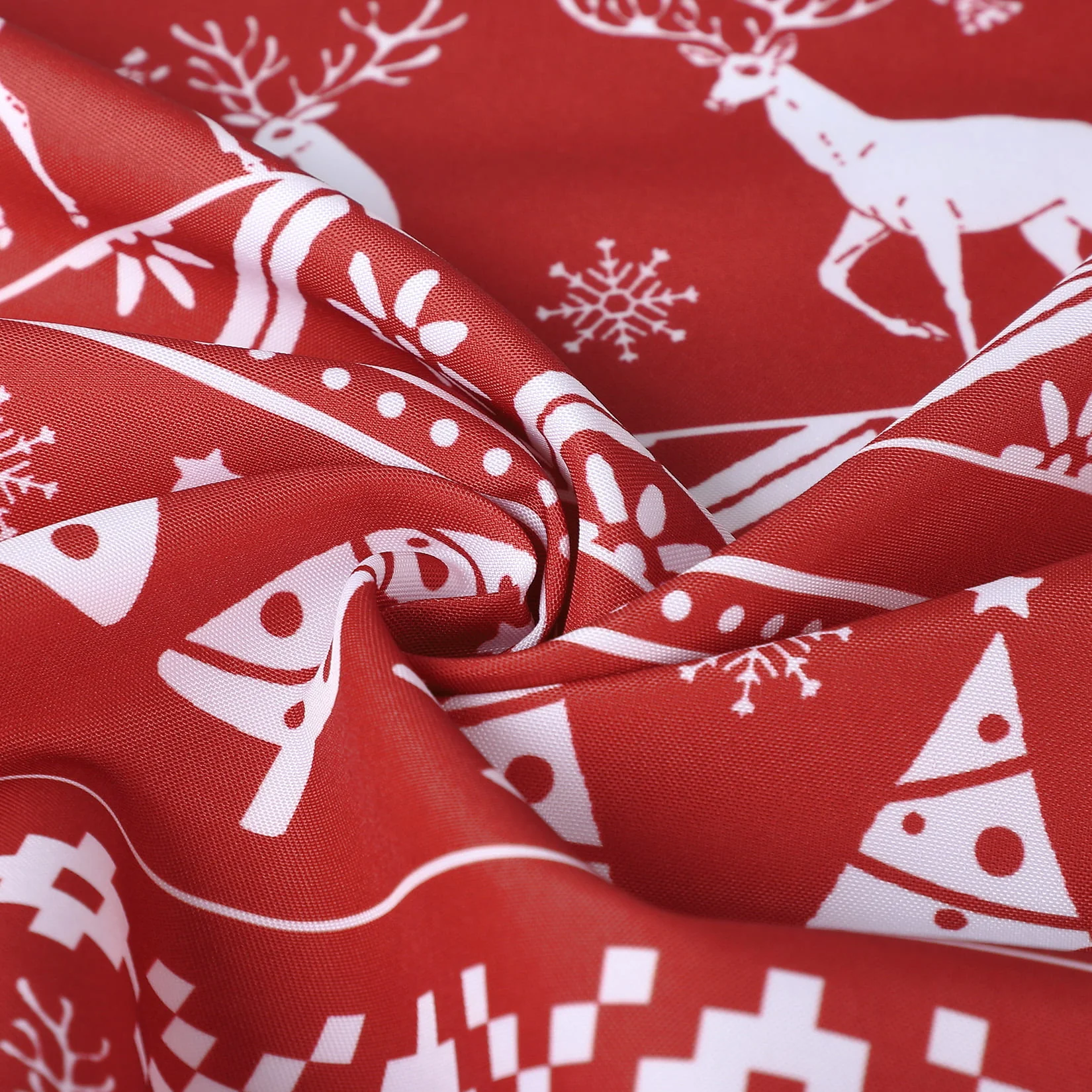 ZACOO 26"Wx24"L Red Christmas Kitchen Curtains Xmas Tree and Deer Pattern Bathroom Window Curtain Boho Style Half Window Curtains Light Filtering, Set of 2
