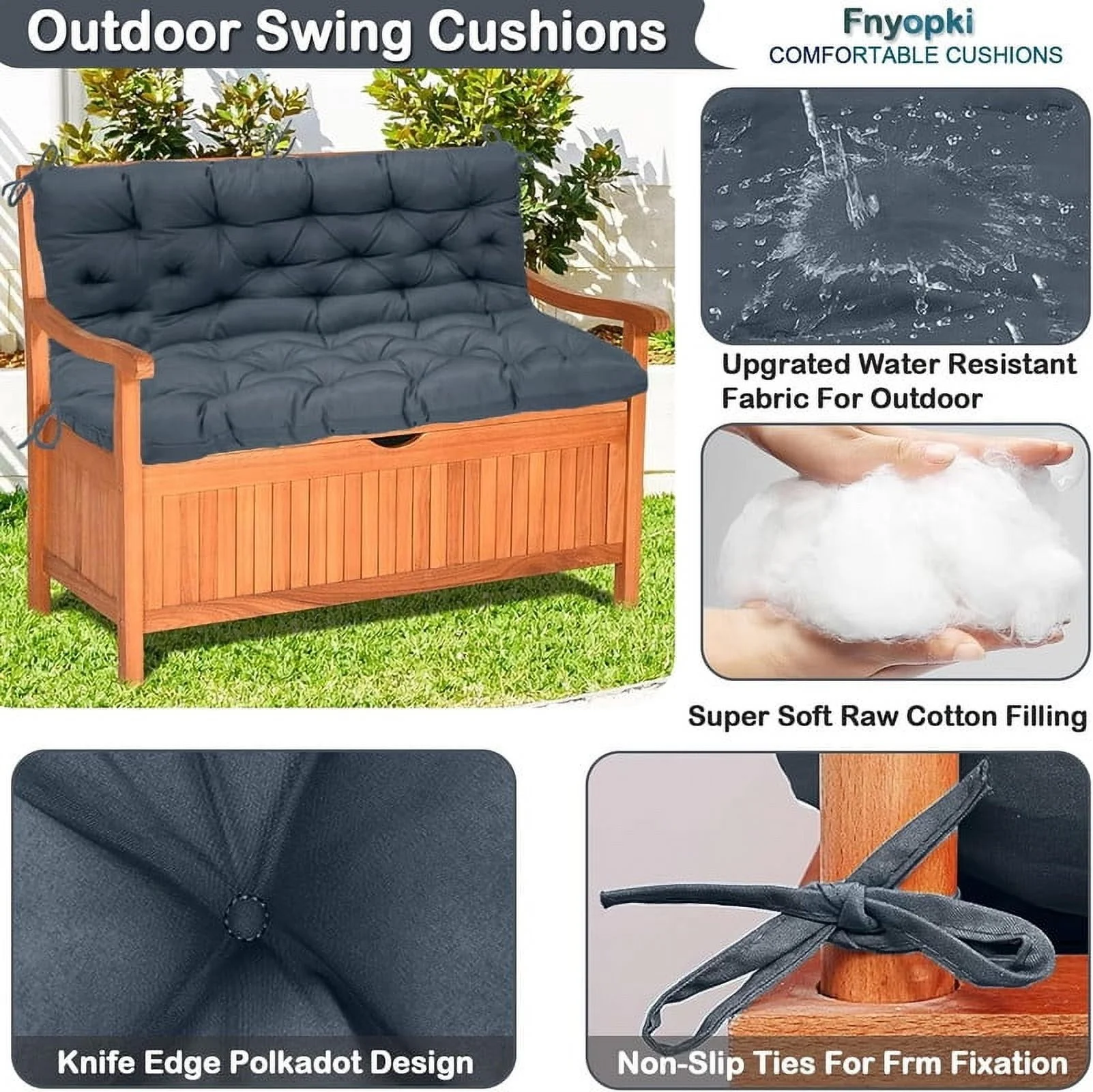 Replacement Cushions for Swing, Waterproof Porch Swing Cushion, 2-3 Seat Outdoor Bench Cushion with Backrest for Patio Furniture Garden Porch Loveseat Glider Pad (Sky Blue 70*40in)