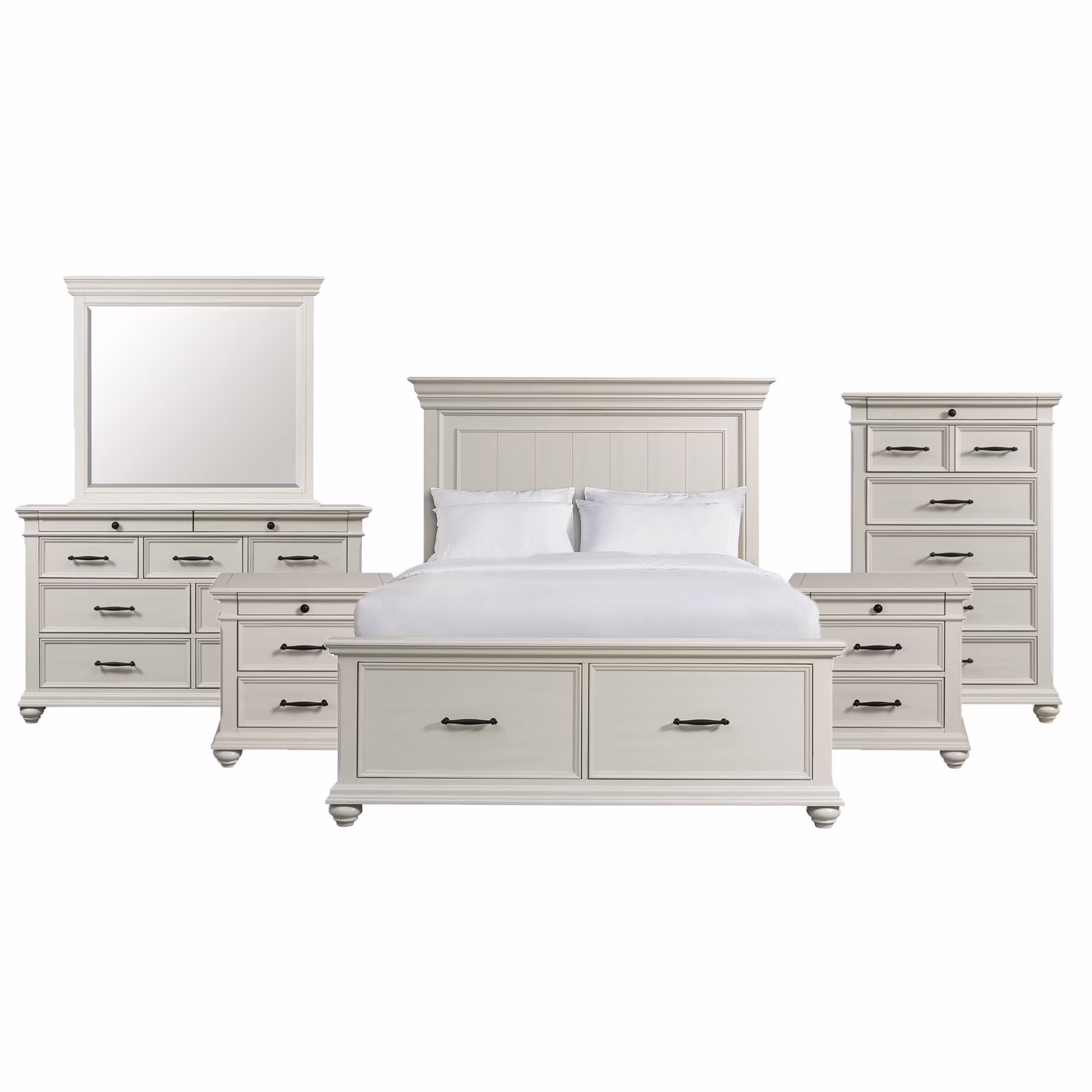 Picket House Furnishings Brooks Queen Platform Storage 6PC Bedroom Set in Grey