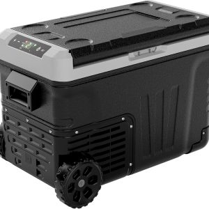 EUHOMY 12 Volt Refrigerator, 37QT(35L) Electric Cooler, Portable Freezer 12V/24V DC 110-240V AC, 12V Fridge -4℉~68℉, 12V Cooler with Wheels & 2 Baskets for Travel, Truck, Boat, Camping