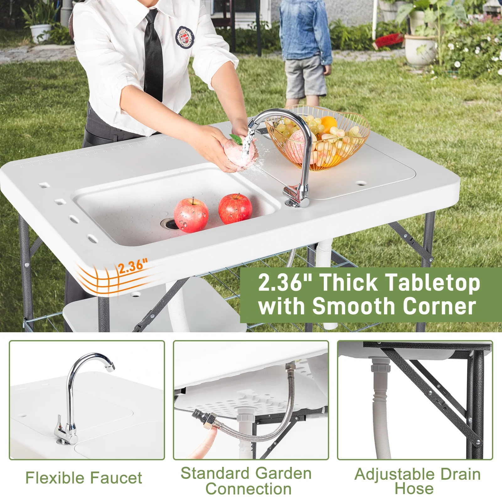Ktaxon Portable Folding Table Fish Fillet Hunting Cleaning Cutting Camping Picnic with Sink Faucet