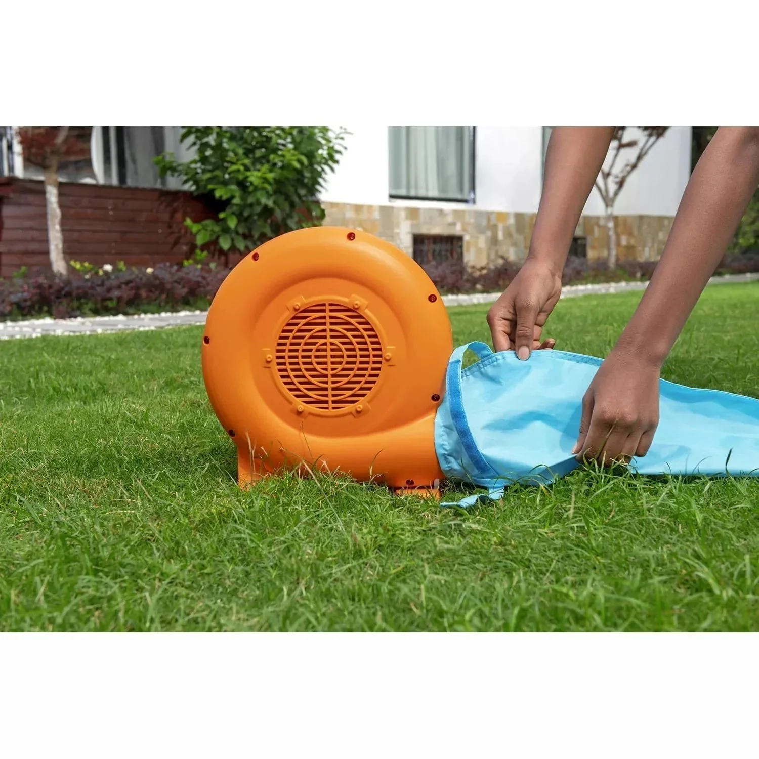 Up, In and Over Wonder Hoops 10' Inflatable Bounce House Park with Basketball and Slide. 126