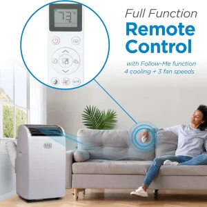 BLACK+DECKER 10,000 BTU Portable Air Conditioner for Rooms up to 450 Sq. Ft. with Remote – White