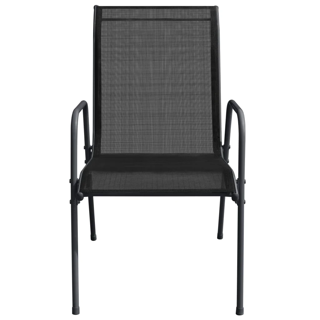 vidaXL Steel Outdoor Waterproof Patio Chairs, Black (Set of 2)