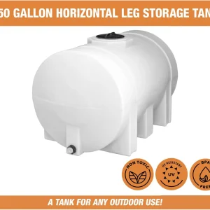 Horizontal Polyethylene Reservoir Water Tank with Legs, 550 Gallon, Made in the USA, Poly Tank for Water and Non-Flammable Liquids, Rust and Corrosion Proof