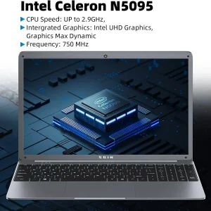 SGIN 15.6inch Laptop 12GB DDR4 512GB SSD Windows 11 with Intel Celeron N5095A Full HD 1920x1080