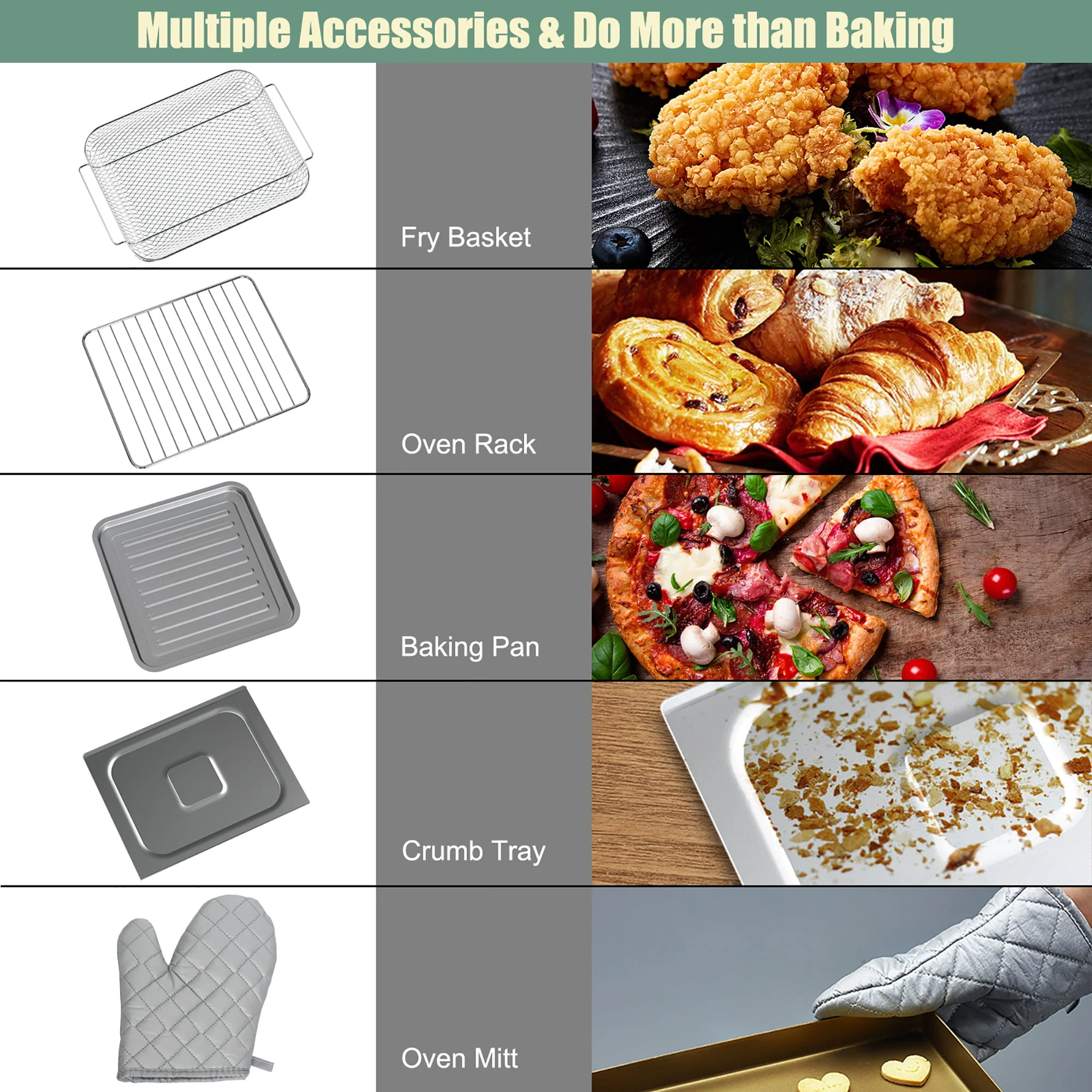 Costway Air Fryer Toaster Oven 19 QT Dehydrate Convection Ovens w/ 5 Accessories