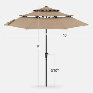 Best Choice Products 10ft 3-Tier Patio Umbrella, Market Sun Shade w/ Tilt Adjustment, Easy Crank - Red