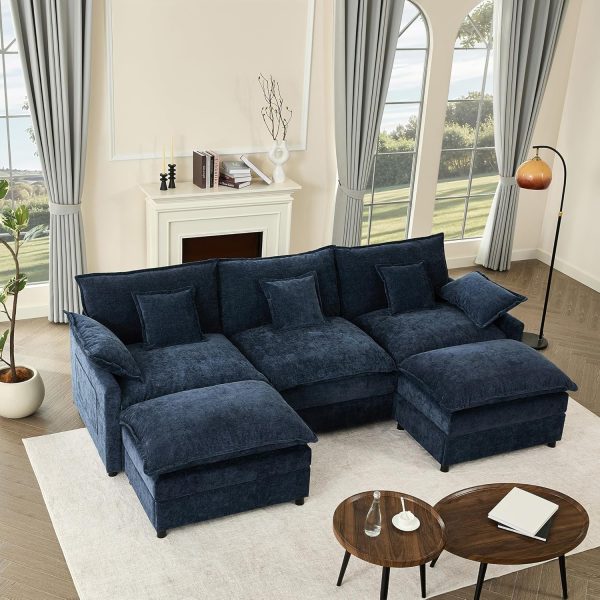 108 Inch U Shape Sofa Sectional Sofa Comfortable Cloud Sofa with Removable Footstool