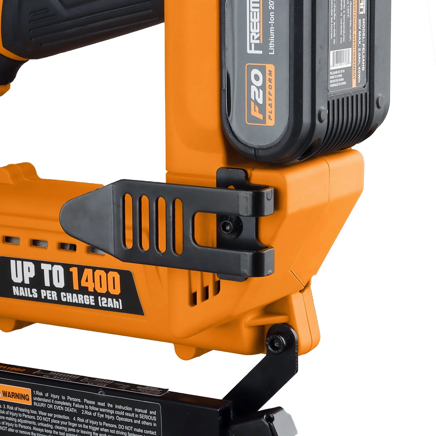 Freeman PE20V2118G2 20 Volt Cordless 2-in-1 18-Gauge Nailer / Stapler Kit with Lithium Ion Battery, Charger, Bag, and Fasteners (400 Count) -C 1400 Shots per Charge