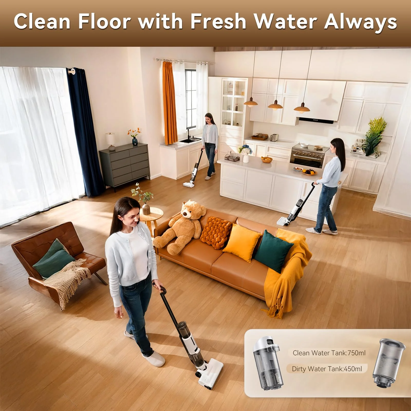 JONR ED12 Pro Max Wet Dry Vacuum Cleaner, 167-F Flashdry Self-Cleaning and 800ml Large Capacity Dirty Water Tank Smart Floor Cleaner