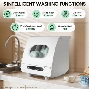 110v Portable Countertop Dishwasher,Home Apartment Tabletop Compact Dishwasher With Inlet & Drainage Pipe,Mini Countertop Dishwasher,Clear Window,For Cleaning Utensils At Home After Dining.