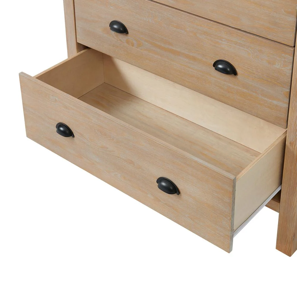 Alaterre Furniture Arden 5-Drawer Wood Chest Dressers for Adult, Solid Acacia Hardwood Storage Unit with Full-Extension Metal Glides
