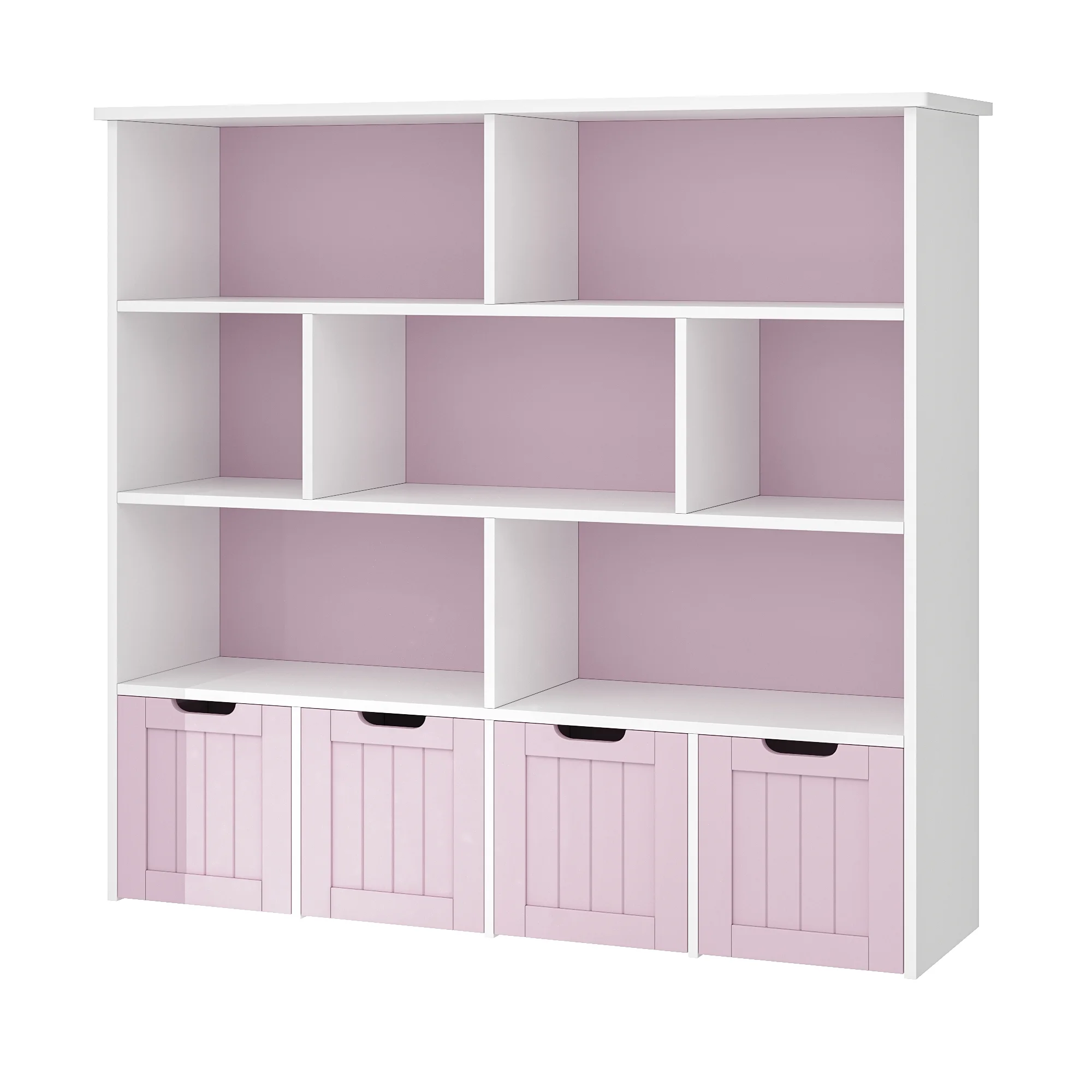 Homfa 7 Cube Toy Storage Organizer, Kids Geometric Bookcase and Bookshelf with 4 Drawers, White