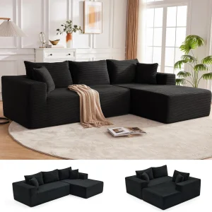 110 Cloud Sectional Couch, Boneless Sofa for Living Room Modular Sectional Sofa with Deep Seat