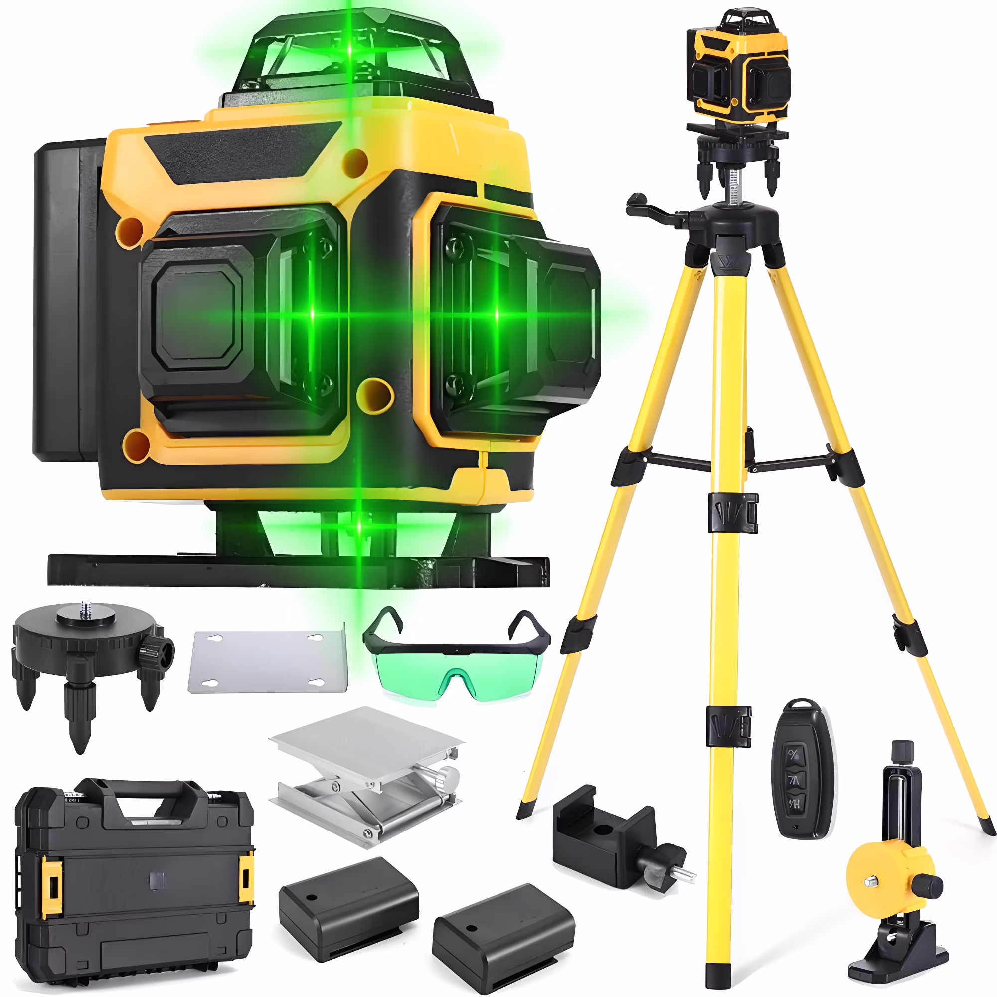 Laser Level,GOCHIFIX 16 Lines 4x360- Green Cross Laser Level Self Leveling with Tripod,Rotating Bracket,Remote Control,Lifting Platform,Rechargeable Battery and Storage Box
