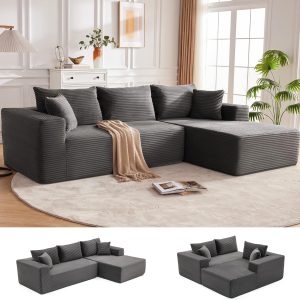 110 Cloud Sectional Couch, Boneless Sofa for Living Room Modular Sectional Sofa with Deep Seat