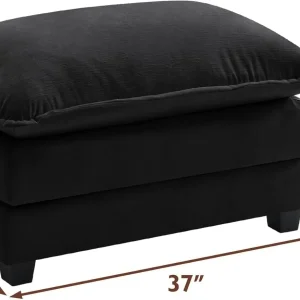 Ihanherry 146" U-Shaped Modern Sofa Modular Sectional Cloud Couch with 2 Ottoman, 6-Seat Chenille Deep Seat Sofa with 6 Pillows for Living Room, Bedroom and Apartment, Grey