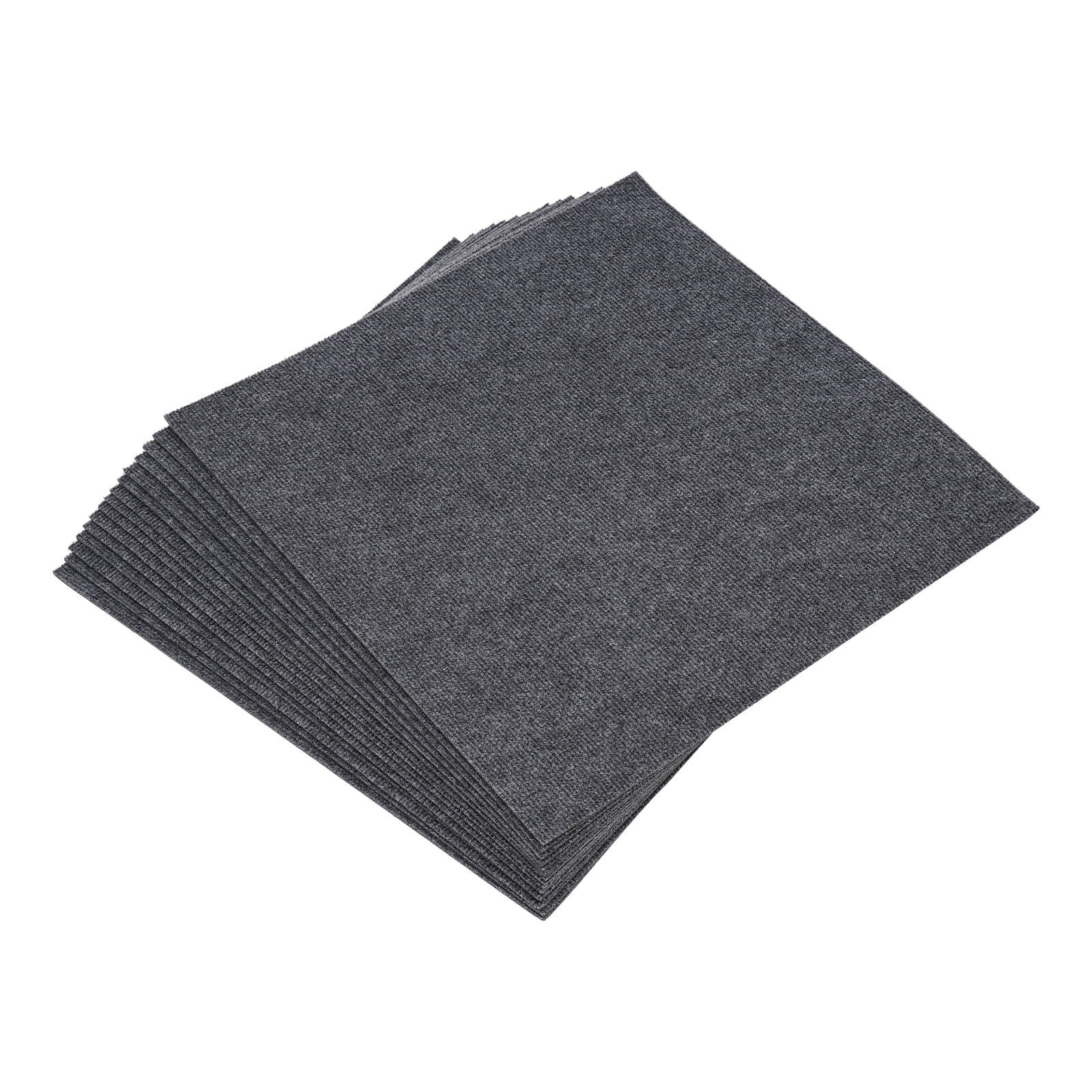 Dark Grey Carpet Tiles 24x24in, Low-Maintenance Polyester Fiber, Self-Adhesive 15-Pcs Set with Effortless Cleaning, Suitable for Hotels & Warehouses