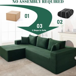 110 Cloud Sectional Couch, Boneless Sofa for Living Room Modular Sectional Sofa with Deep Seat
