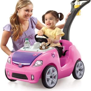 Step2 Whisper Ride II Ride On Push Toy Car Pink Ride On Car Seat Belt Easy Storage Transport
