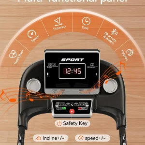 Home Treadmill 3HP Folding with Auto Incline & Bluetooth