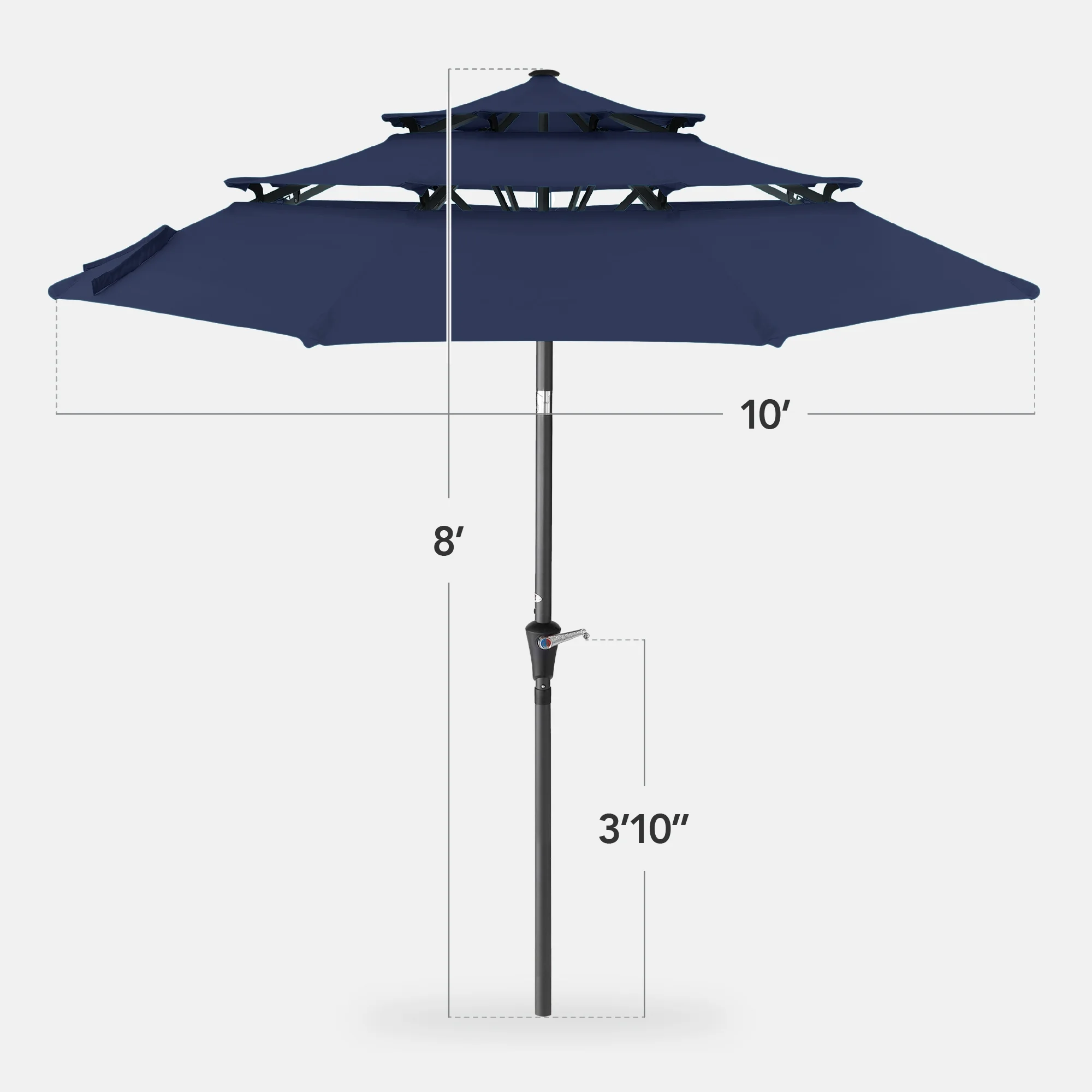 Best Choice Products 10ft 3-Tier Patio Umbrella, Market Sun Shade w/ Tilt Adjustment, Easy Crank - Red