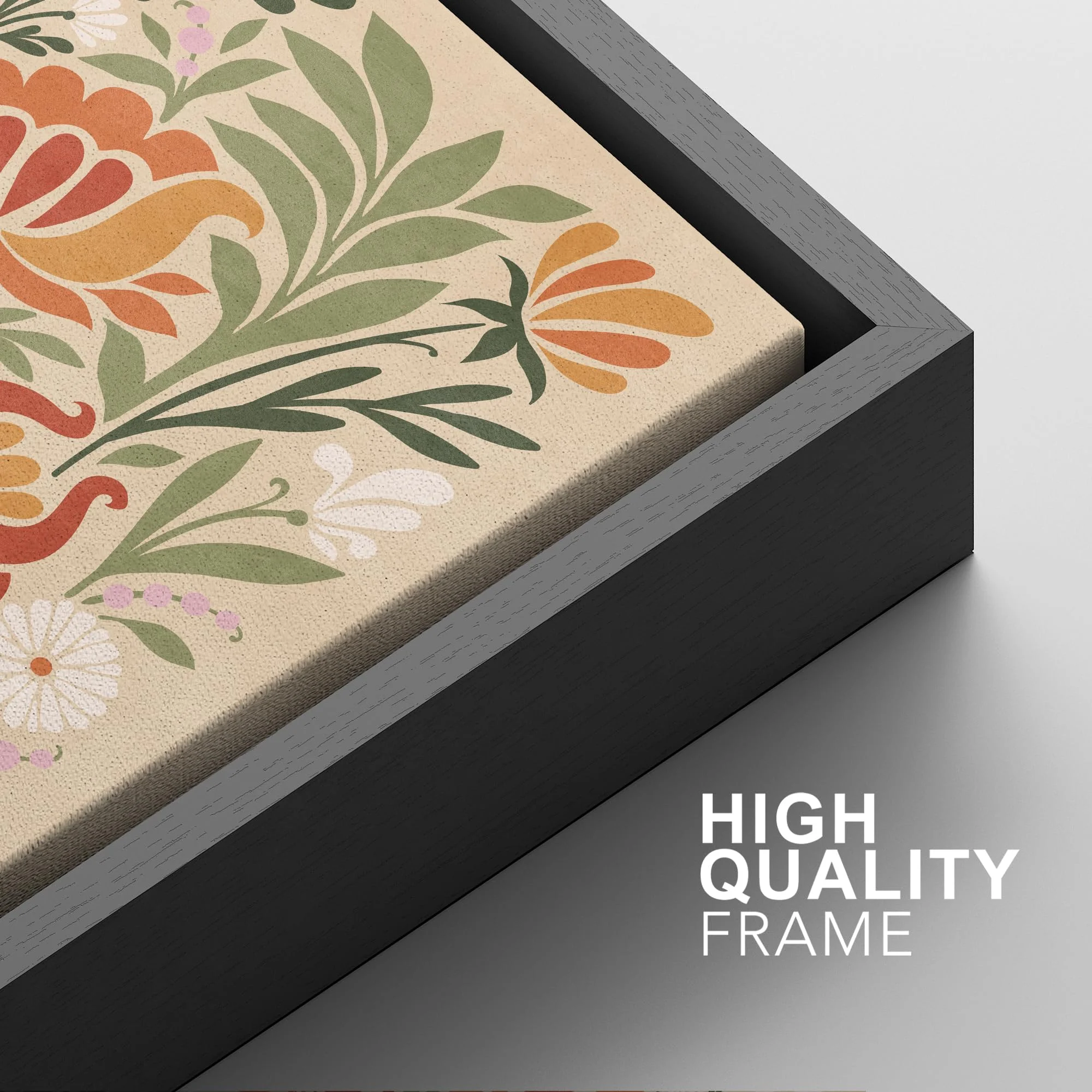 IDEA4WALL Framed Canvas Print Wall Art Set Vintage Floral Classic Botanical Illustration Abstract Garden Flowers Boho Art Modern Wall Decor Colorful Chic Artwork for Home Decor - Natural 24"x36"x2